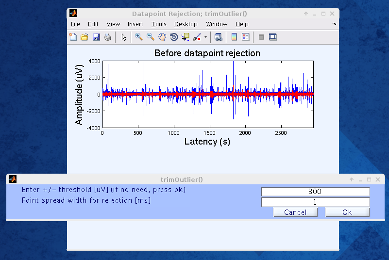 400px|Figure 4. Datapoint rejection based on input threhsold and point spread width